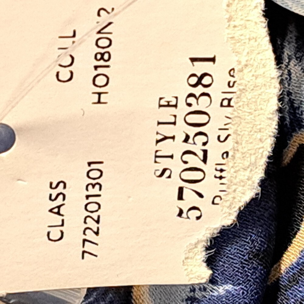 White House Black Market Long Sleeve Blue & White Floral Ruffle Blouse Size 4 - Picture 5 of 6
